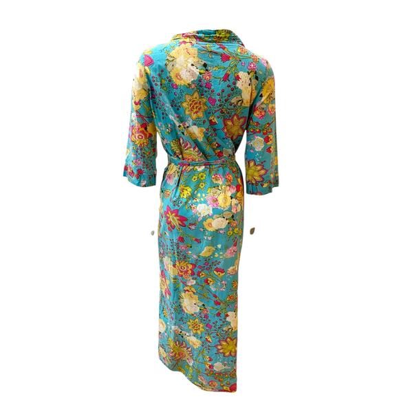Anthropologie Plum Pretty Sugar Blue Floral Robe XS - Picture 5 of 10